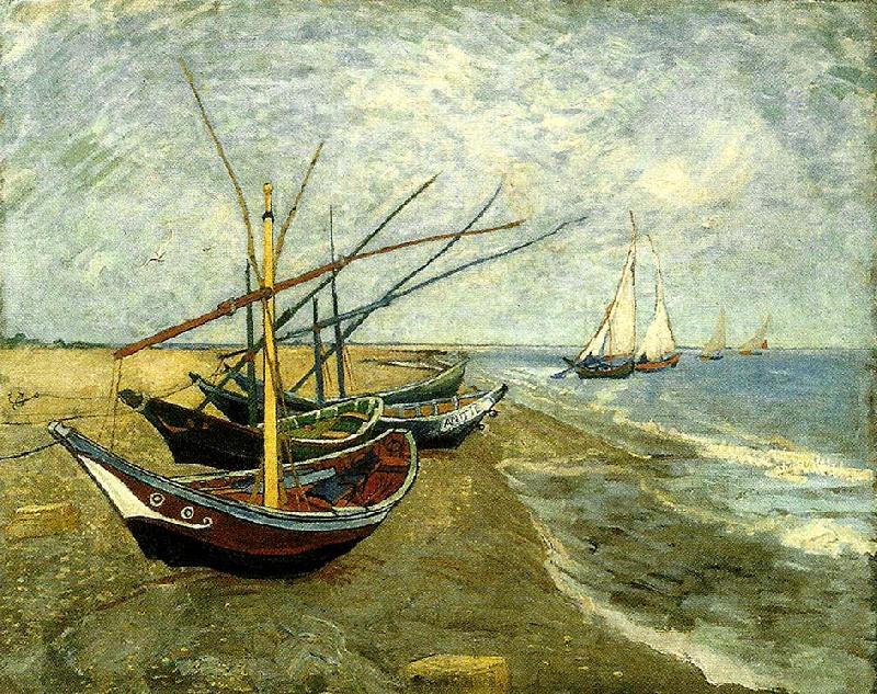 Vincent Van Gogh fiskear pa stranden vid saintes-mariesbat oil painting picture